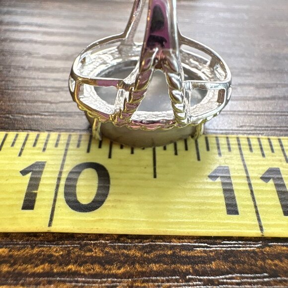 VTG Sterling Silver 925 Purple Gray Drusy Oval Rope Design Statement Ring Size 7 - Picture 11 of 12